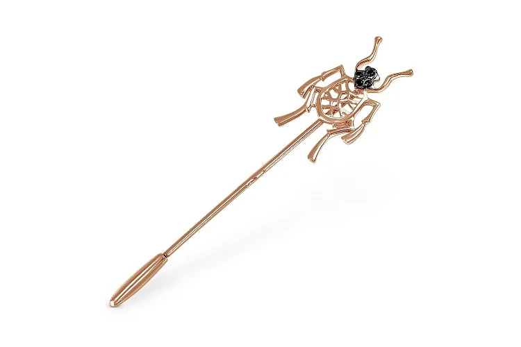 Брошь Жук из красного золота с 4 фианитами