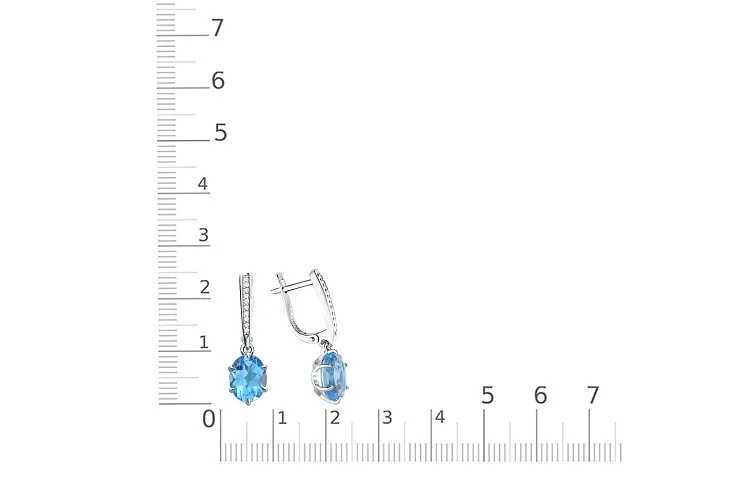 Серьги из белого золота с 2 топазами swiss и 20 бриллиантами