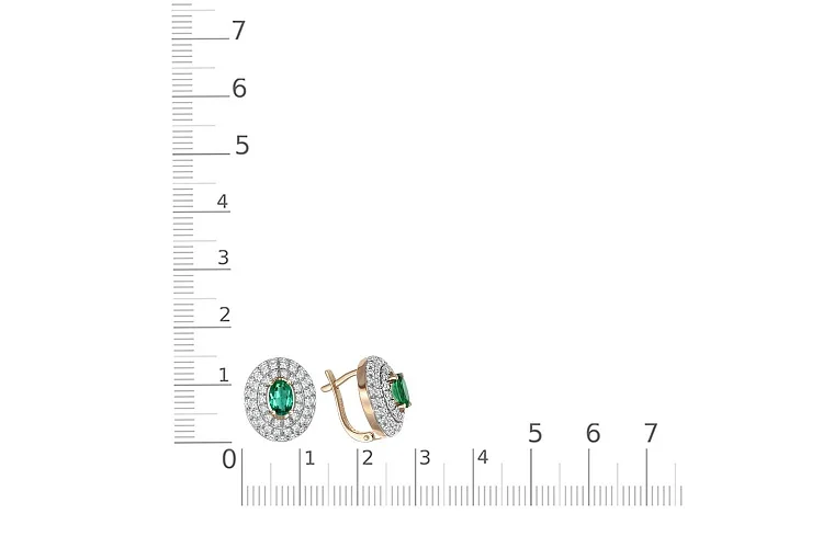 Серьги из жёлтого золота с 2 изумрудами и 110 бриллиантами