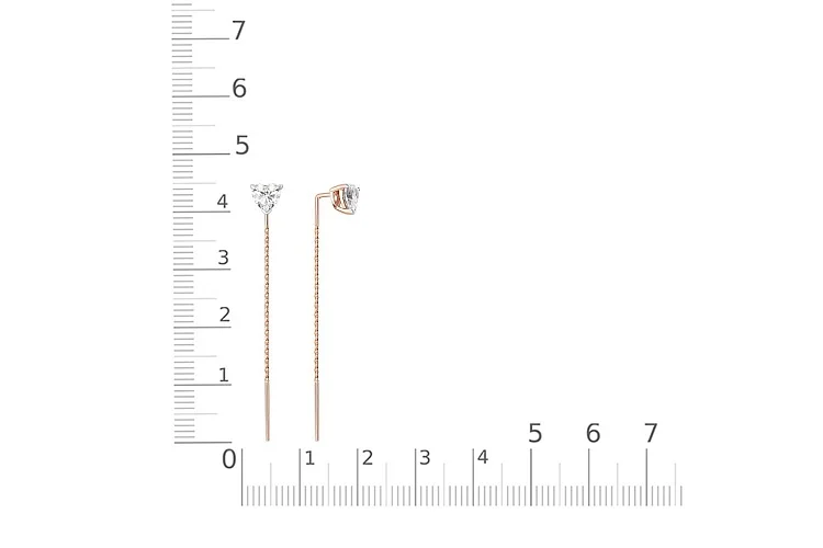 Серьги-продёвки Сердца из красного золота с 2 муассанитами