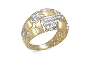 Кольцо из жёлтого золота с 36 фианитами