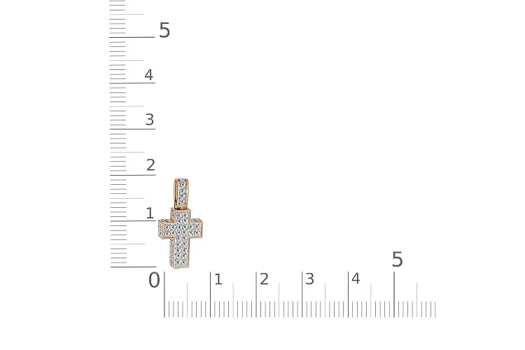 Крест из жёлтого золота с 71 фианитами