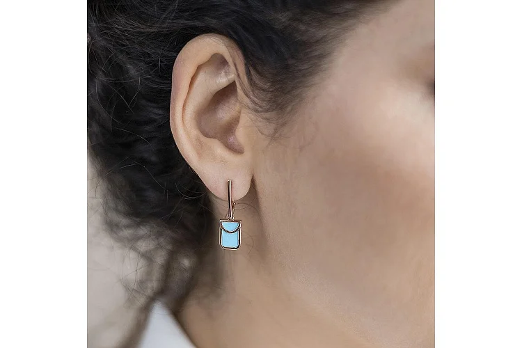 Серьги из красного золота с бирюзой