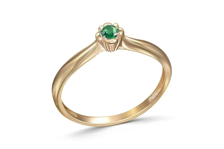 Кольцо из жёлтого золота с изумрудом