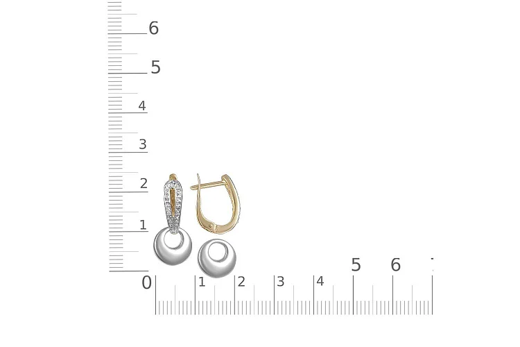 Серьги-трансформеры из жёлтого золота с 42 фианитами