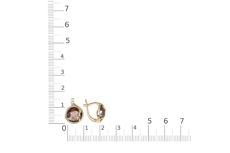 Серьги из жёлтого золота с 2 раухтопазами