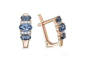 Серьги из красного золота с 6 топазами лондон и 12 фианитами