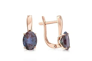 Серьги из красного золота с 2 александритами