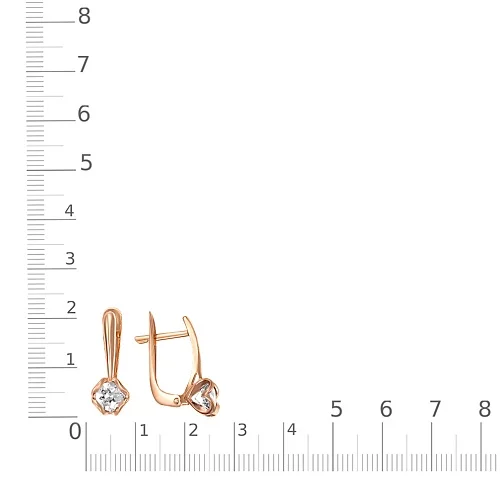 Серьги из красного золота с 2 фианитами