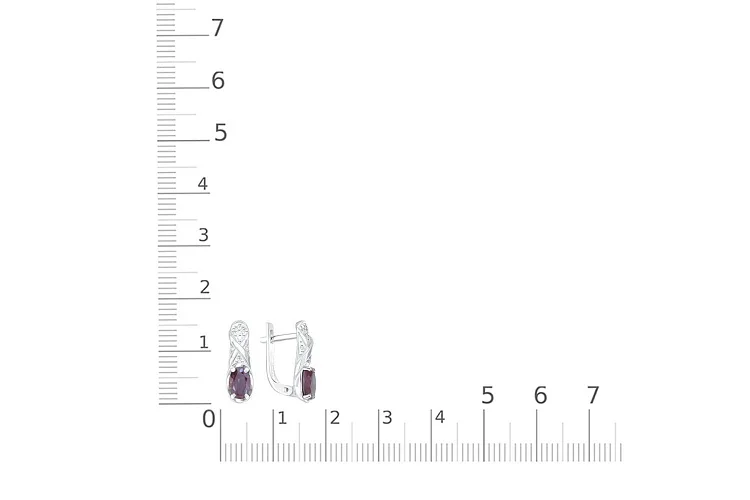 Серьги из белого золота с 2 александритами и 14 фианитами