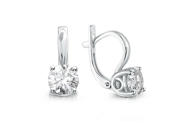 Серьги из белого золота с 2 муассанитами