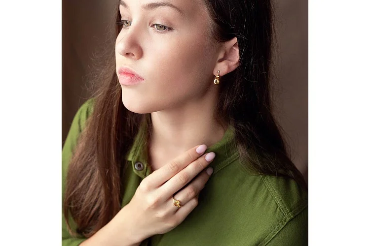 Кольцо из жёлтого золота с 7 цитринами