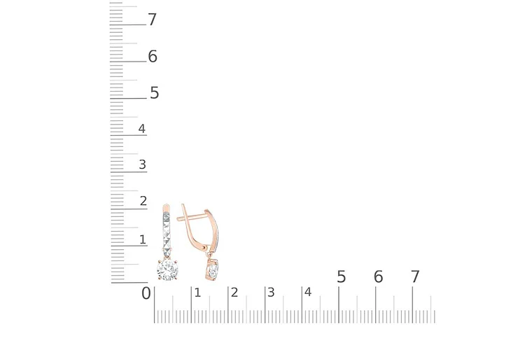 Серьги из красного золота с 2 фианитами