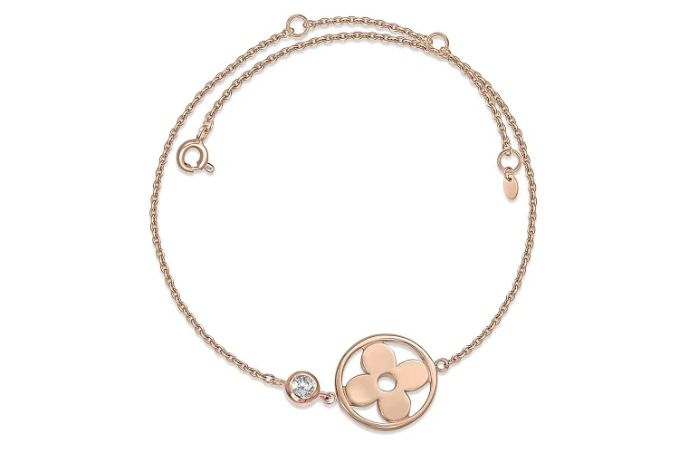 Колье Клевер из красного золота с бриллиантом