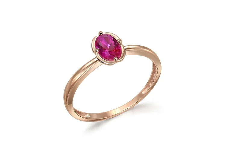 Кольцо из красного золота с корундом