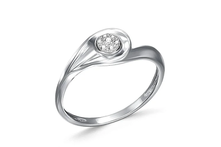 Кольцо Малинка из белого золота с 7 бриллиантами