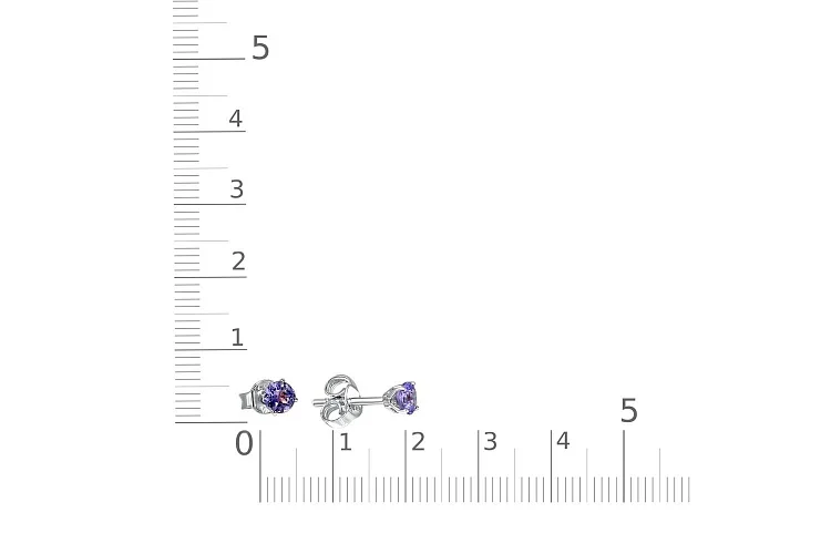 Серьги-пусеты из белого золота с 2 танзанитами