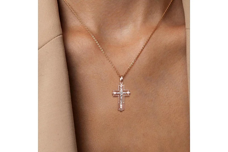 Крест из красного золота без вставок