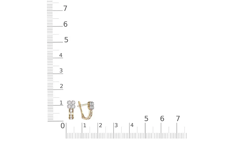Серьги детские Цветы из жёлтого золота с 18 фианитами