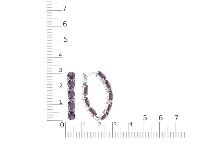 Серьги из белого золота с 16 александритами и 8 фианитами