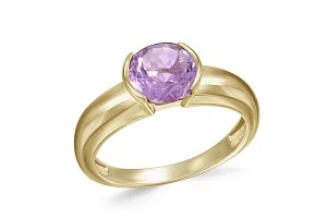 Кольцо из жёлтого золота с аметистом