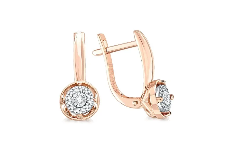 Серьги из красного золота с 26 бриллиантами