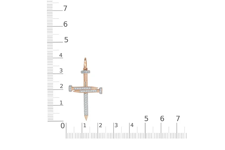 Подвеска Крест из красного золота с 71 фианитами