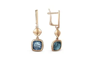 Серьги из красного золота с 2 топазами swiss