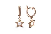 Детские серьги Звезды из красного золота с перламутром