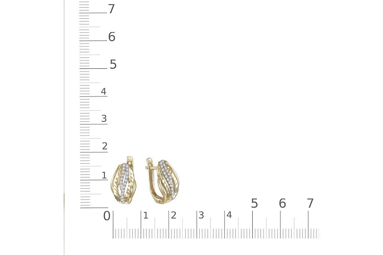 Серьги из жёлтого золота с 38 фианитами