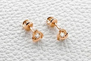 Серьги-пусеты из красного золота с 2 бриллиантами