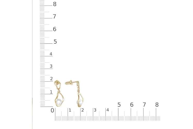 Серьги-пусеты из жёлтого золота с 2 жемчужинами