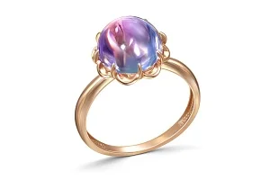 Кольцо Цветок из красного золота с наноситалом