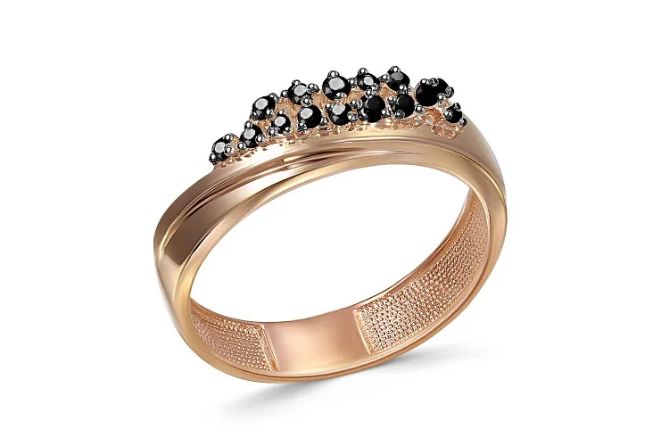 Кольцо из красного золота с 15 фианитами