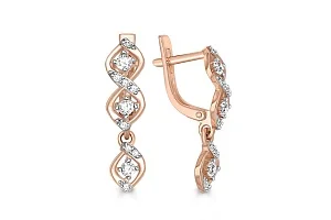 Серьги из красного золота с 22 фианитами