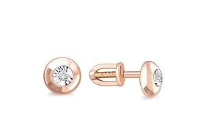 Серьги-пусеты из красного золота с 2 бриллиантами