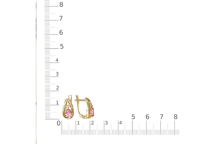 Серьги из жёлтого золота с 2 морганитами и 2 фианитами