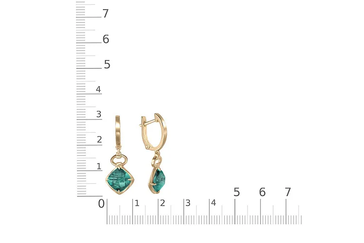 Серьги из жёлтого золота с 2 кварцами