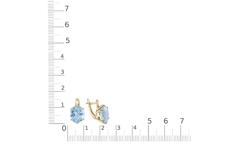Серьги из жёлтого золота с 2 топазами sky