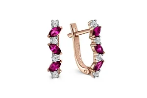 Серьги из красного золота с 6 рубинами и 8 бриллиантами