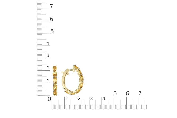 Серьги из жёлтого золота с 14 цитринами