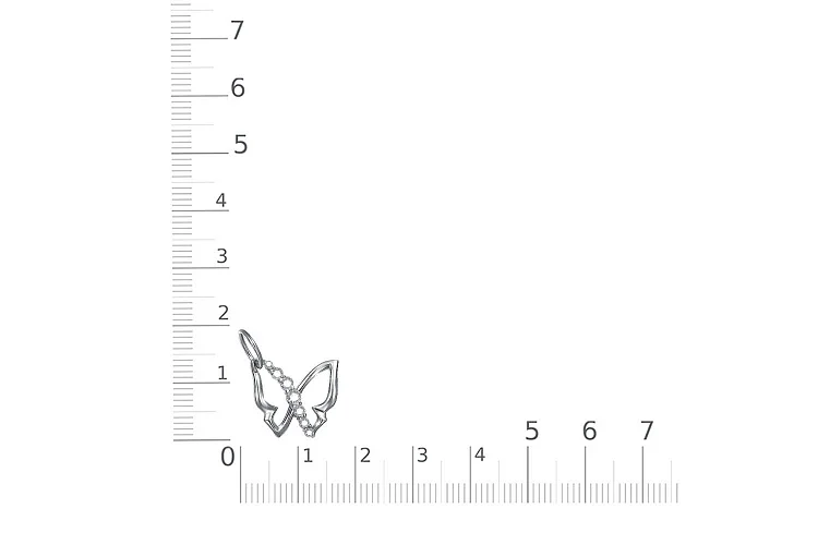 Подвеска Бабочка из белого золота с 7 фианитами