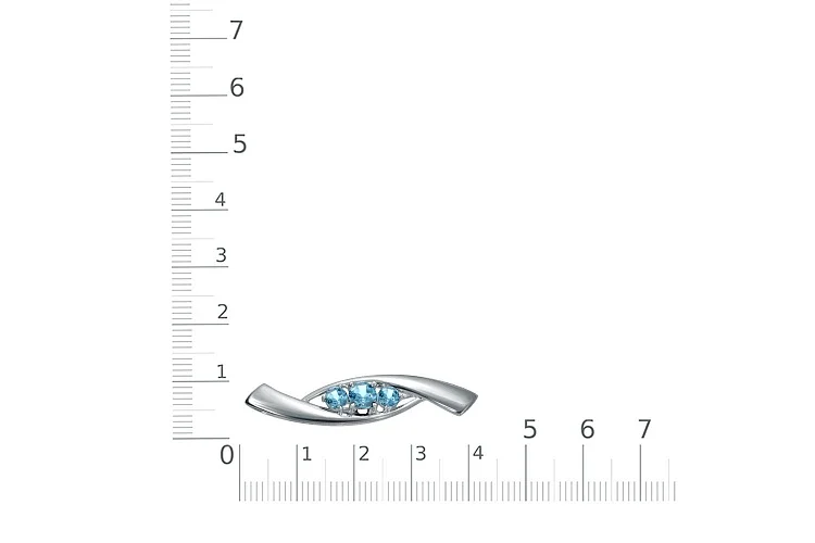 Брошь из белого золота с 3 топазами swiss