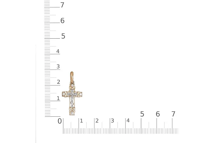 Крест из красного золота с 4 бриллиантами