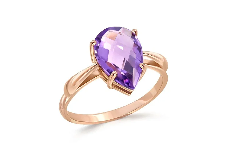 Кольцо из красного золота с аметистом