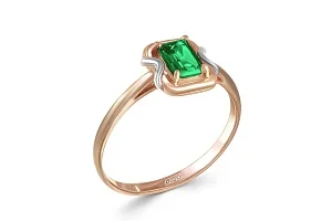 Кольцо из красного золота с изумрудом