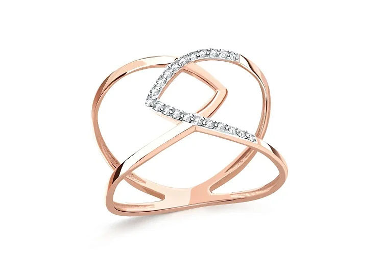 Кольцо из красного золота с 21 бриллиантами