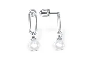 Серьги-пусеты из белого золота с 2 жемчужинами