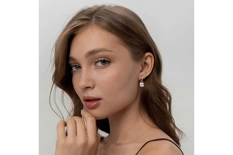 Подвеска серёг-трансформеров из красного золота с горным хрусталём