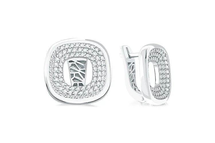 Серьги из белого золота с 168 муассанитами